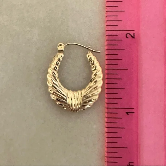 10k Solid Gold Hoop Earrings - Picture 10 of 15